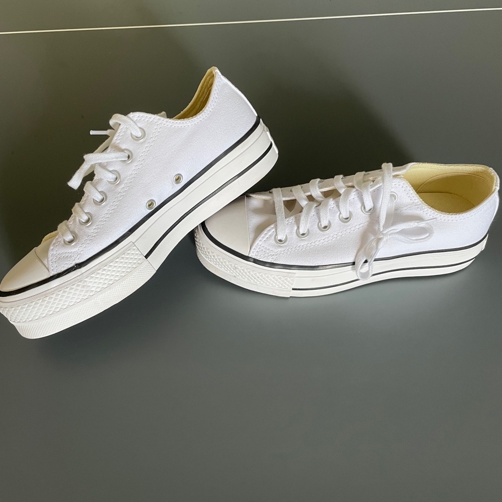 White Platform Low Top Converse